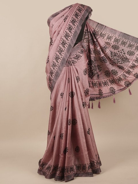 

Pothys Purple & Black Floral Cotton Blend Saree