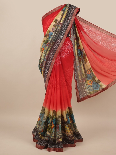 

Pothys Red & White Floral Saree
