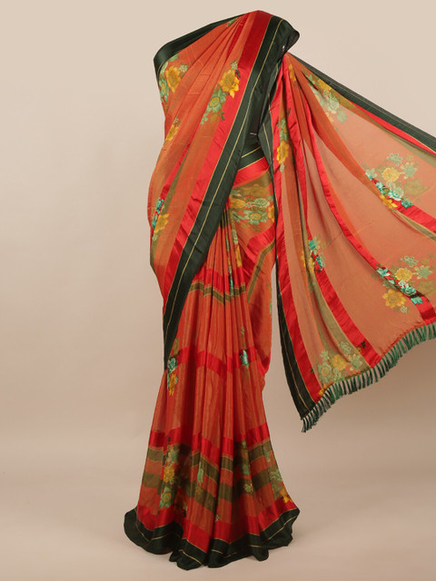 

Pothys Red & Green Floral Printed Saree