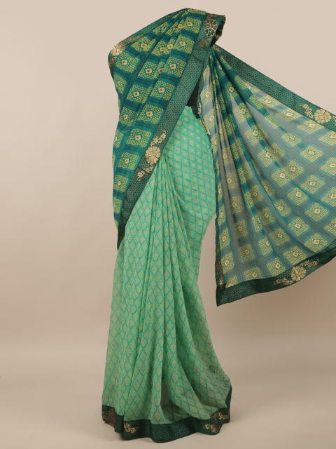 

Pothys Green & Gold-Toned Floral Saree