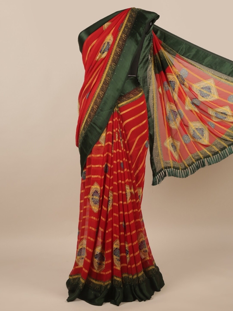 

Pothys Red & Green Striped Saree
