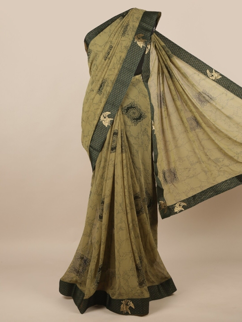 

Pothys Green & Black Ethnic Motifs Printed Saree