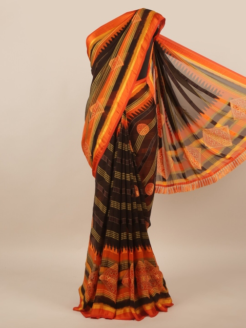 

Pothys Brown & Yellow Striped Saree