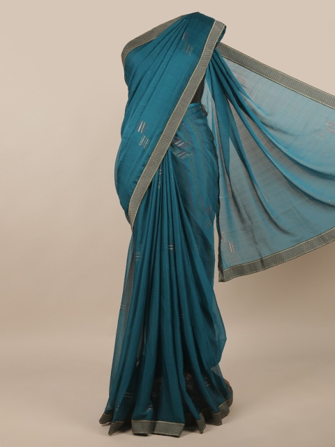 

Pothys Blue & Silver-Toned Abstract Printed Saree