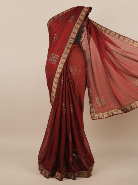 

Pothys Brown & Green Poly Chiffon Saree