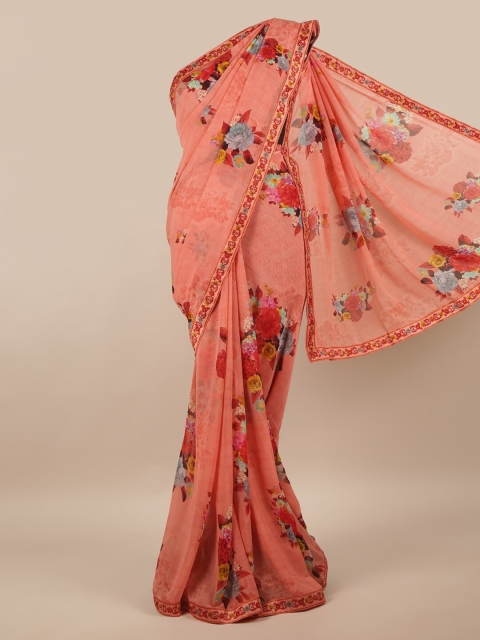 

Pothys Pink & Blue Floral Saree