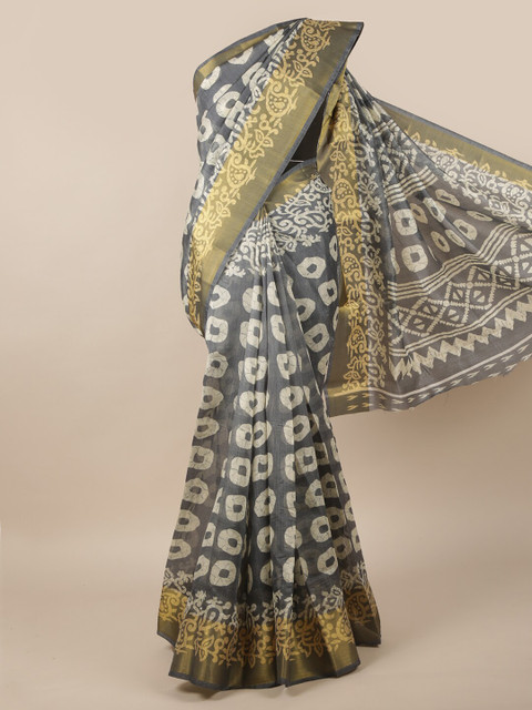 

Pothys Grey & Off White Batik Zari Saree