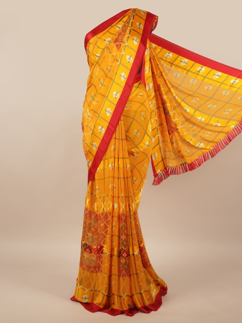 

Pothys Yellow & Red Bandhani Printed Saree