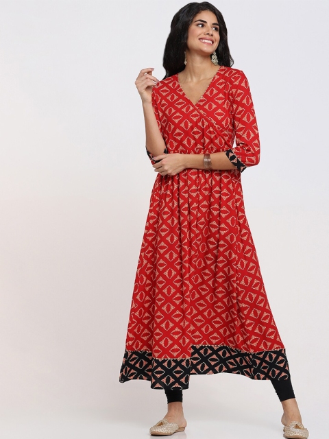 

Bewakoof Women Red Ethnic Motifs Printed Anarkali Kurta