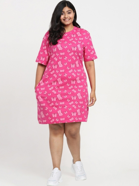 

Bewakoof Pink Floral A-Line Dress