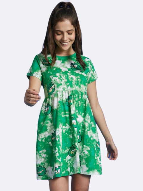 

Bewakoof Women Green Floral Fit & Flare Dress