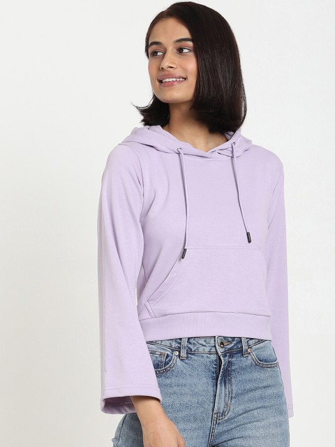 

Bewakoof Women Purple Solid Hooded Sweatshirt