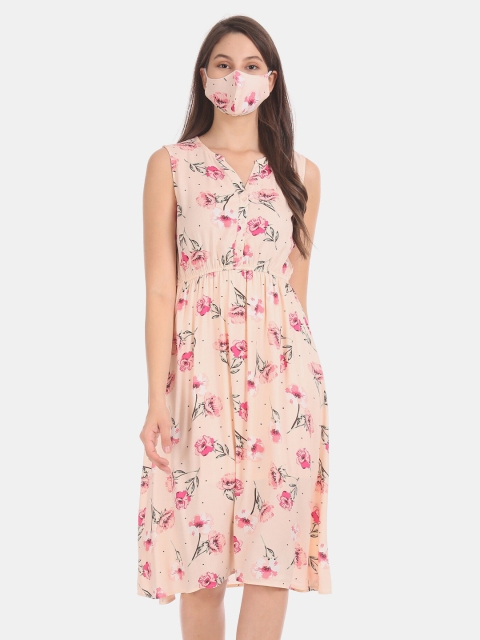 

Cherokee Pink Floral Print Fit And Flare Dress