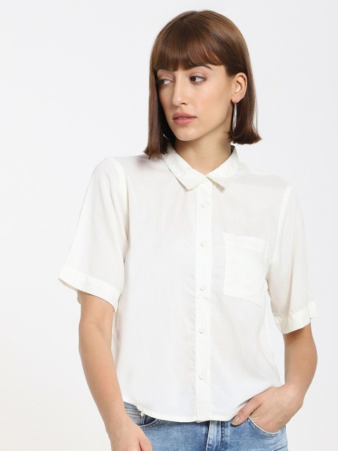 

Bewakoof Women White Opaque Casual Shirt