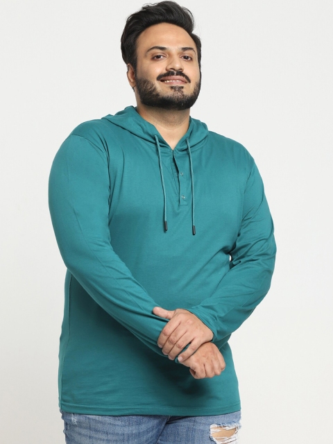 

Bewakoof Plus Men Blue Hooded Sweatshirt