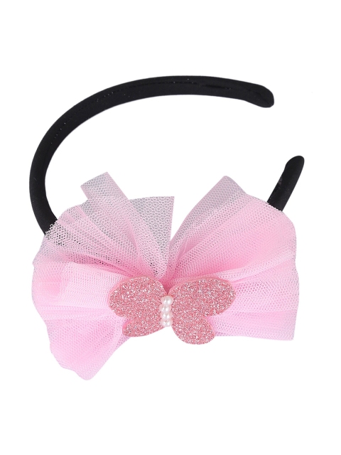 

Samsara Couture Girls Pink & Black Embellished Velvet Hairband