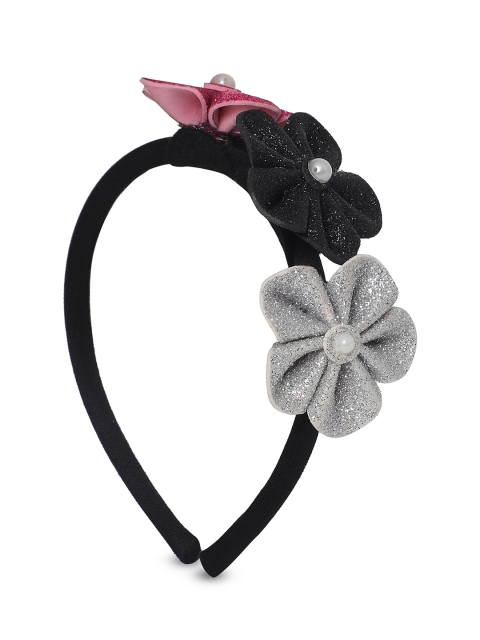 

Samsara Couture Girls Black & Pink Embellished Velvet Hairband