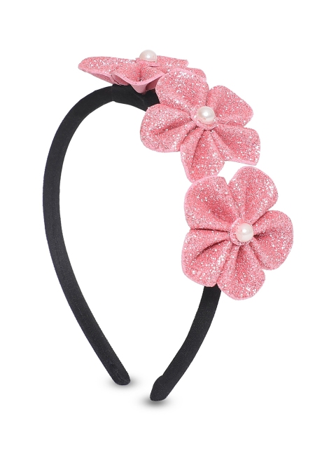 

Samsara Couture Girls Pink & White Embellished Velvet Hairband