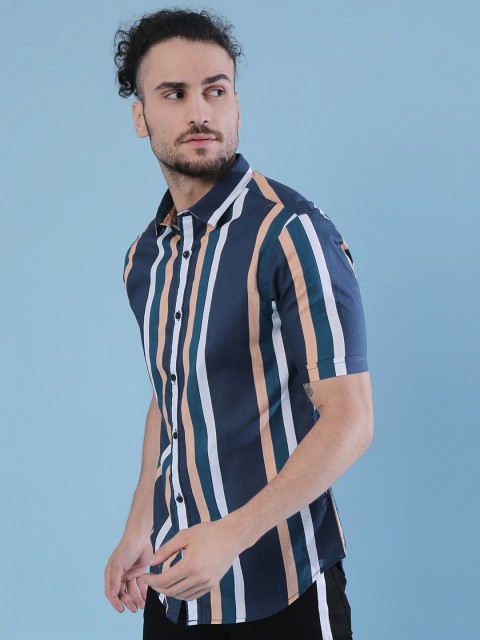 

Campus Sutra Men Multicoloured Opaque Striped Casual Shirt, Multi