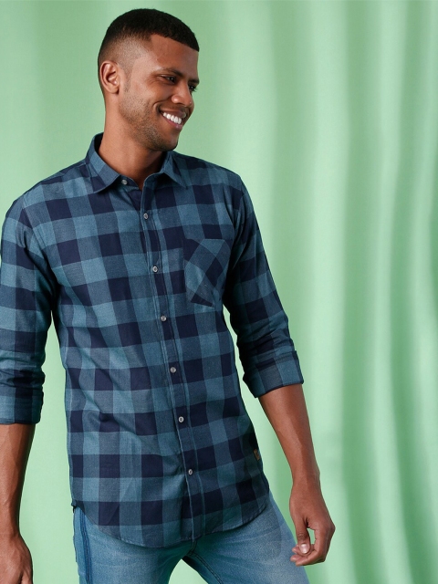 

Campus Sutra Men Blue Buffalo Checks Opaque Checked Casual Shirt