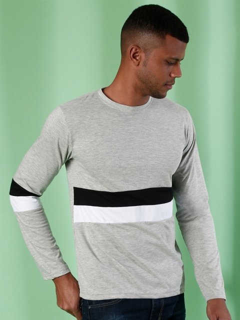 

Campus Sutra Men Grey & Black Colourblocked T-shirt