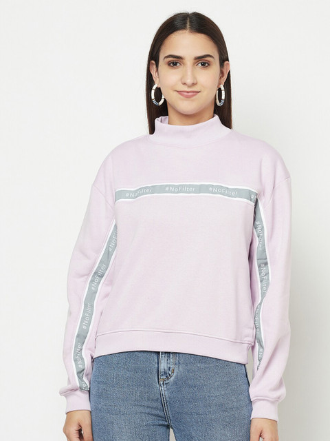 

METTLE Women Purple Striped Sweatshirt