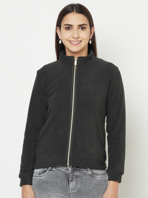 

METTLE Women Olive Green Solid Sweatshirt