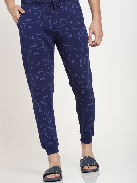 

Bewakoof Men Blue Printed Relaxed-Fit Joggers