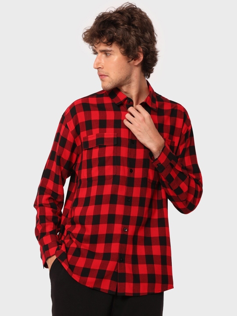 

Bewakoof Men Red Buffalo Checks Opaque Checked Casual Shirt