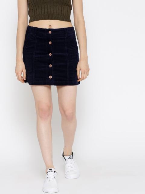 

FOREVER 21 Navy Corduroy A-Line Mini Skirt, Navy blue