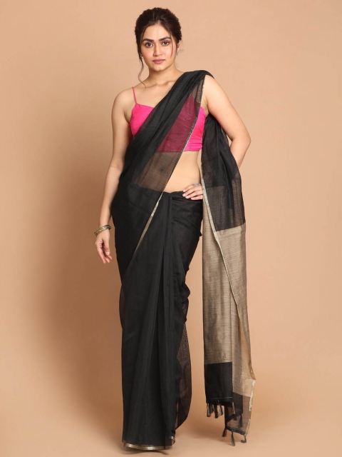 

Indethnic Black & Grey Zari Banarasi Saree