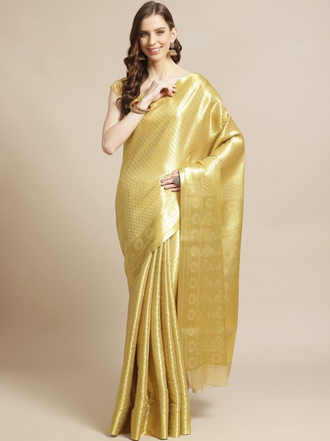 

Indethnic Gold-Toned Woven Design Zari Banarasi Saree