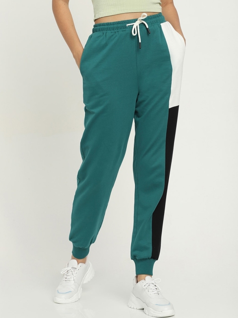 

Bewakoof Women Green Colourblocked Relaxed-Fit Joggers