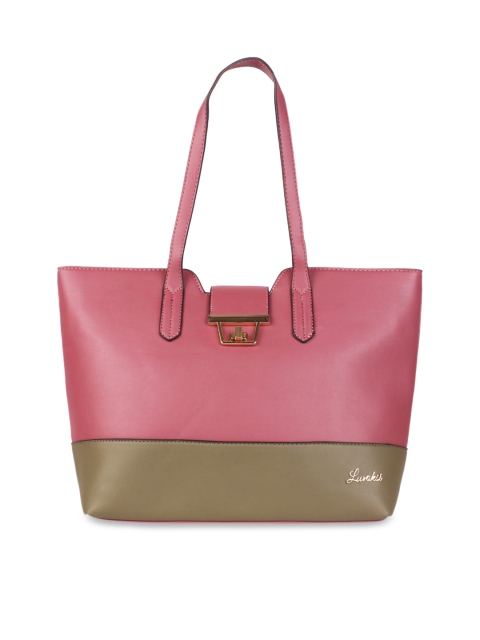 

Luvoksi Pink Colourblocked PU Shopper Shoulder Bag