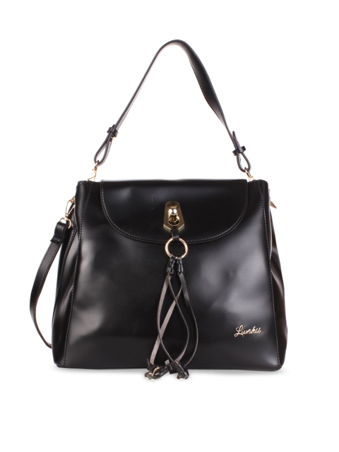 

Luvoksi Black PU Structured Handheld Bag with Tasselled