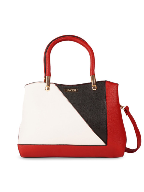 

Luvoksi Red Colourblocked PU Structured Handheld Bag