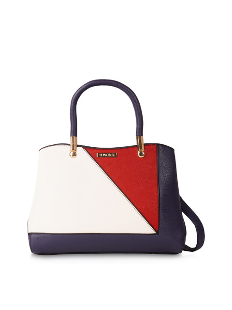 

Luvoksi Blue & White Colourblocked Structured Handheld Bag