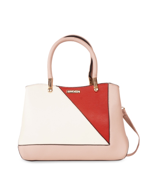 

Luvoksi Pink Colourblocked PU Structured Handheld Bag