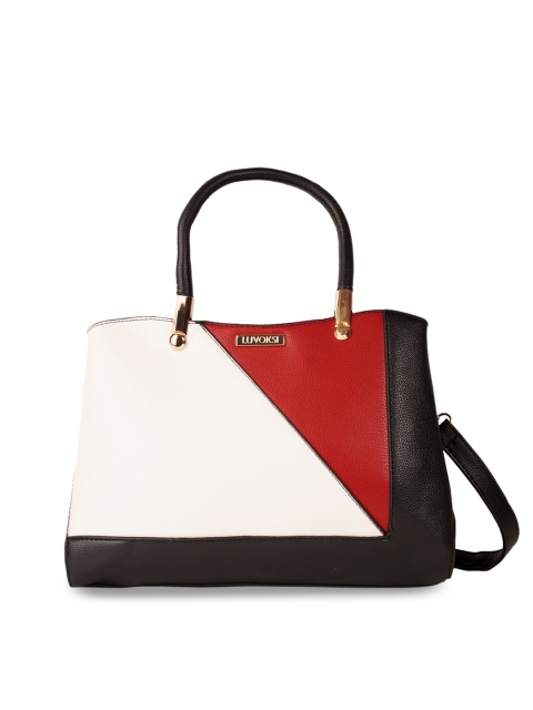 

Luvoksi Black Colourblocked PU Structured Handheld Bag