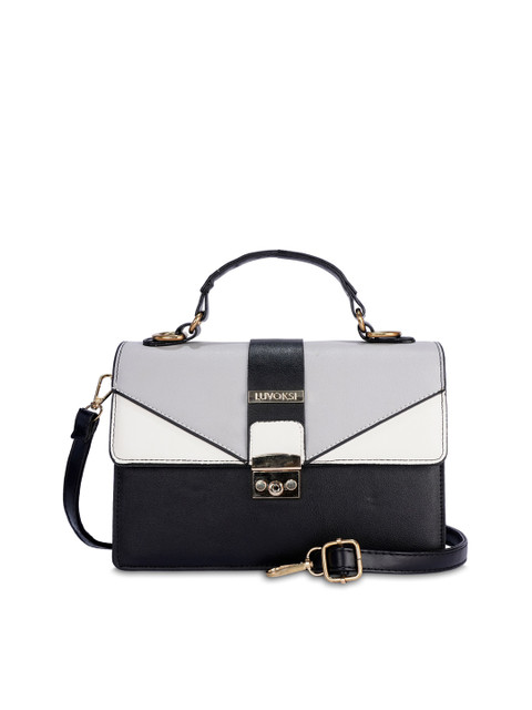 

Luvoksi Grey Colourblocked PU Structured Satchel