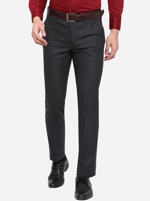 

JB STUDIO Men Black Slim Fit Wrinkle Free Formal Trousers