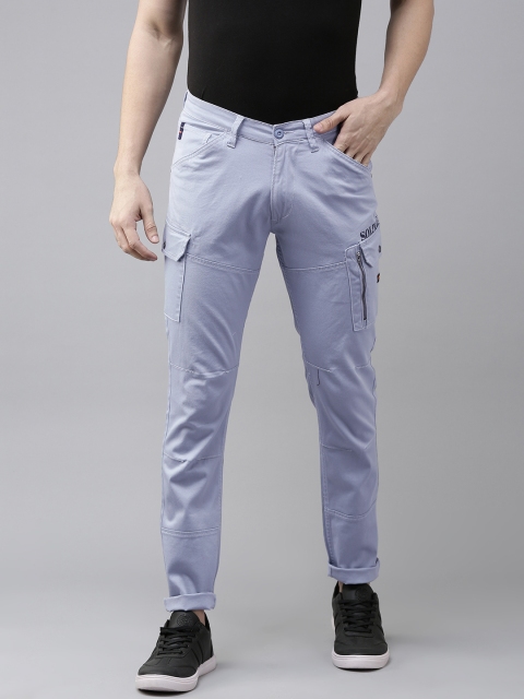 

SPYKAR Men Blue Slim Fit Solid Cargos Trousers
