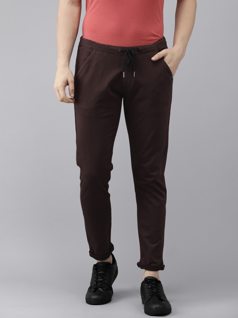 

SPYKAR Men Maroon Solid Slim Fit Trousers