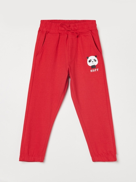 

Juniors Boys Red Solid Cotton Track Pants