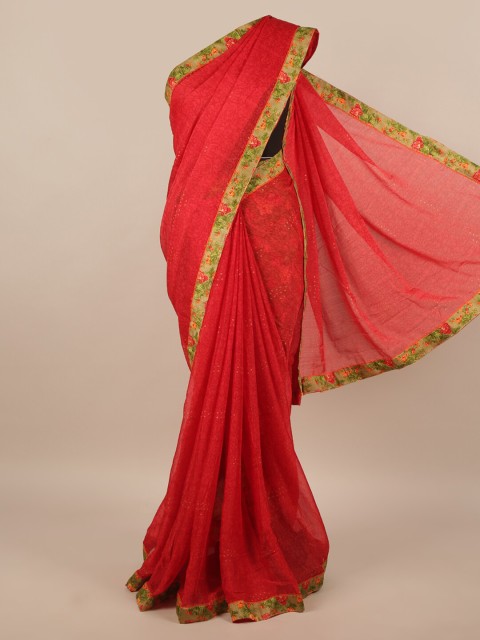

Pothys Red & Green Floral Printed Saree