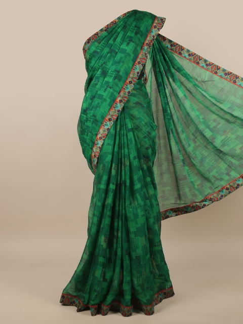 

Pothys Green Abstract Printed Poly Chiffon Saree