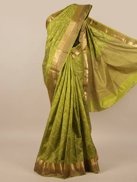 

Pothys Women Green Printed Jute Silk Saree