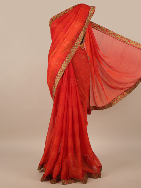

Pothys Orange & Gold-Toned Saree
