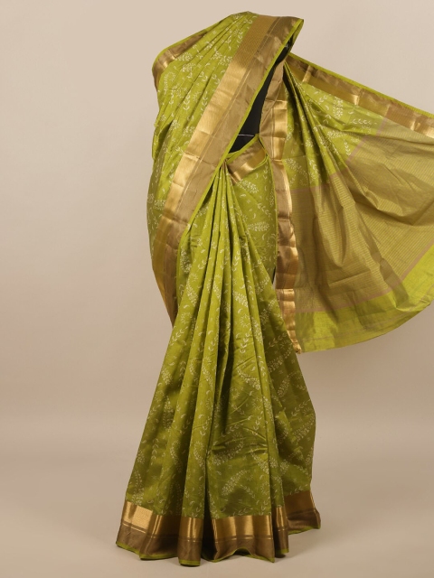 

Pothys Green & Gold-Toned Ethnic Motifs Jute Silk Saree