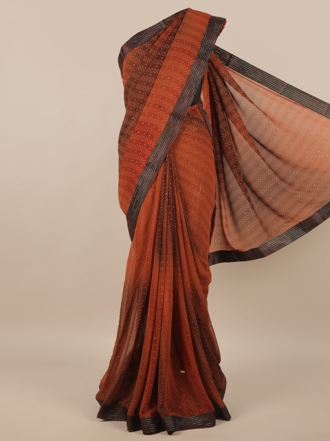 

Pothys Brown & Orange Striped Beads & Stones Saree